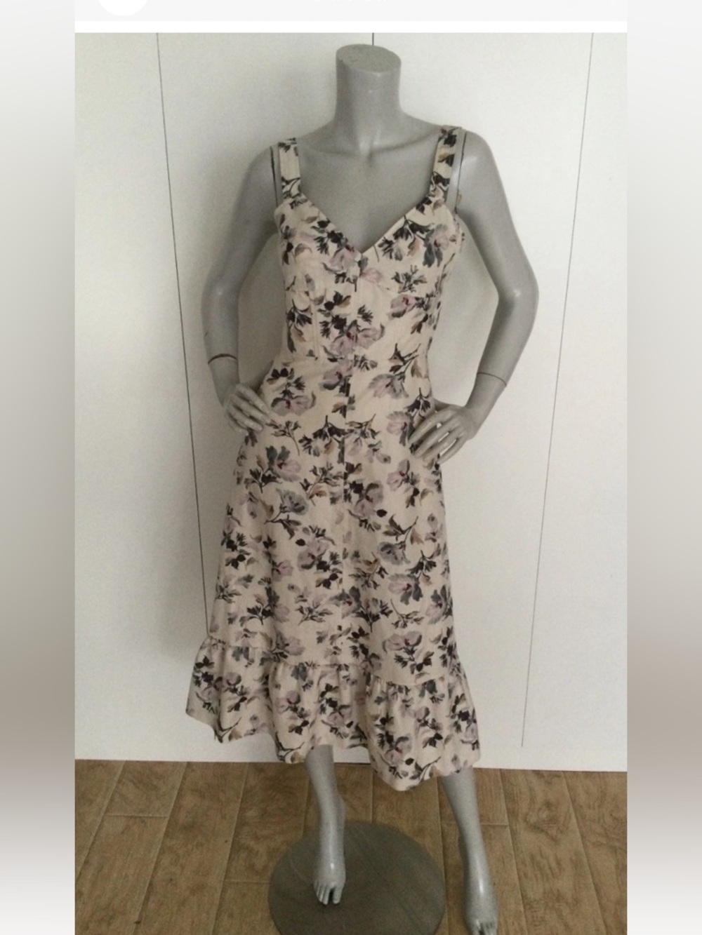 Rebecca Taylor Sofia Corset Floral Midi Dress Size 0